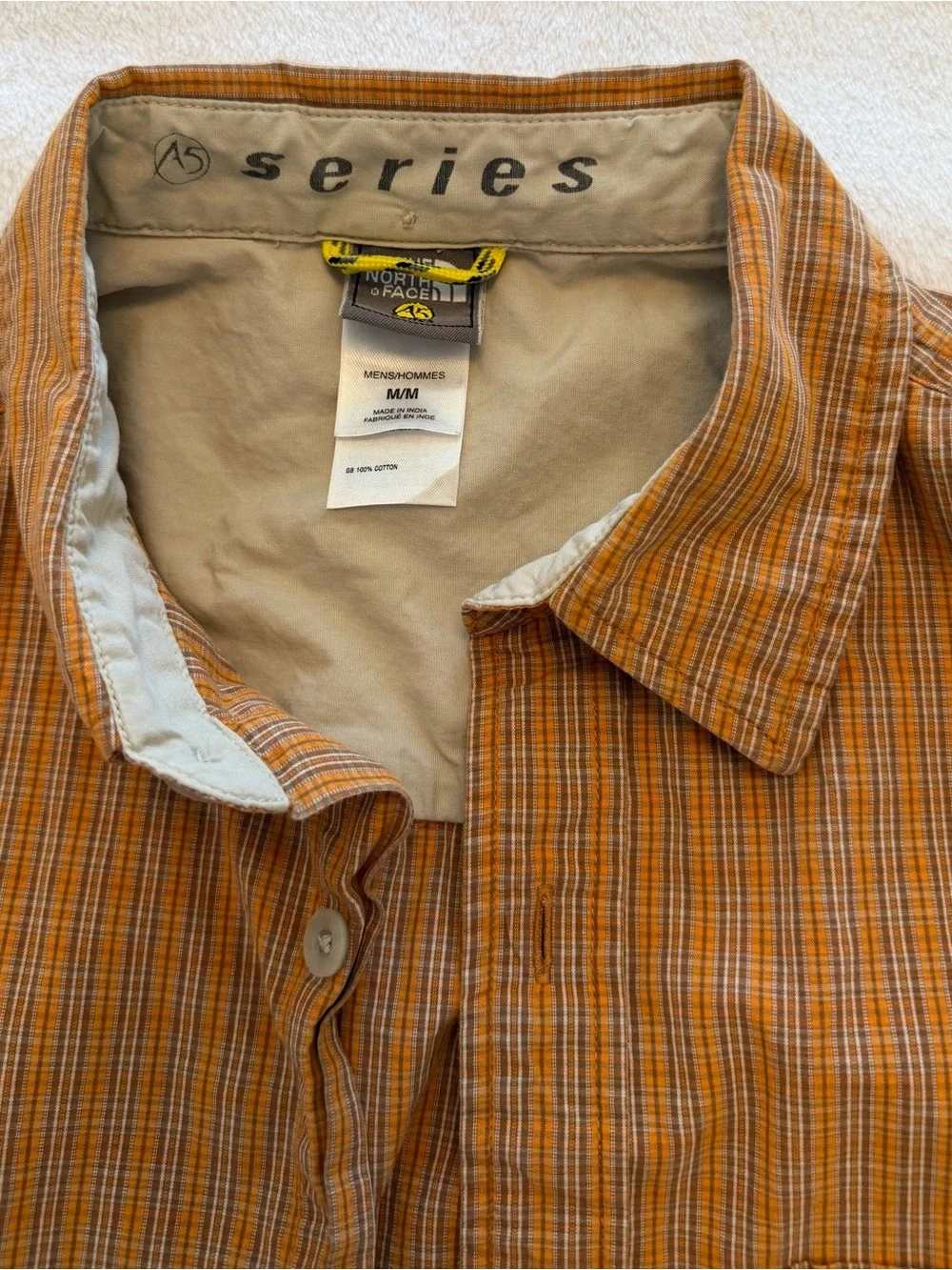 The North Face Orange Plaid Short-Sleeve Button-Down Shirt